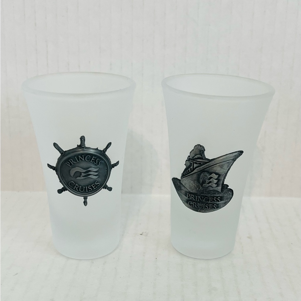 Princess Cruise Souvenir Frosted Shot Glasses 2 Glasses